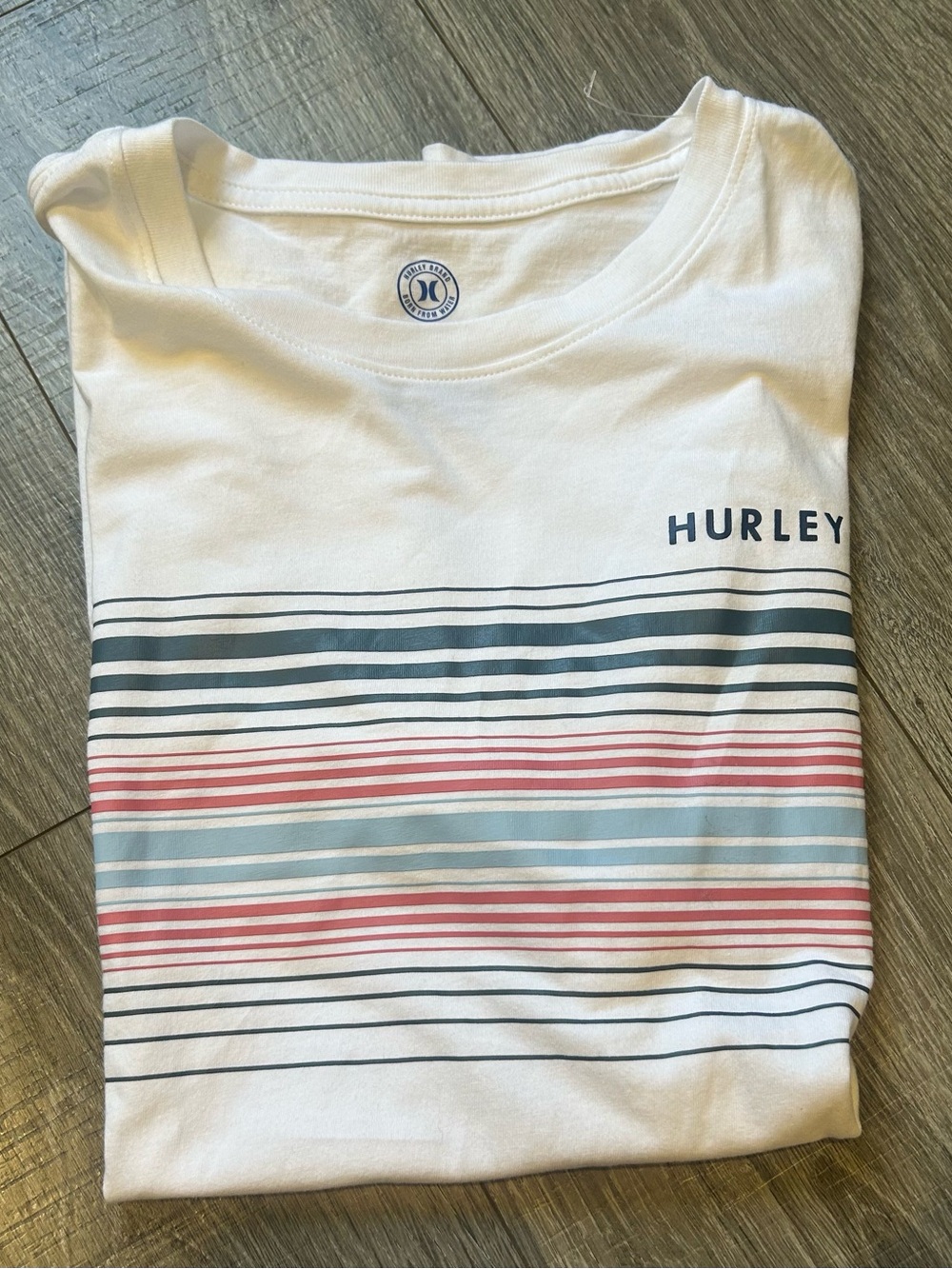 Hurley Whiter Short Sleeve Tee with Stripes